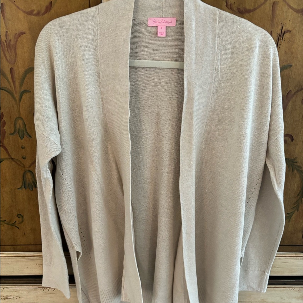 Lilly Pulitzer Cream Open Front Cardigan Size S